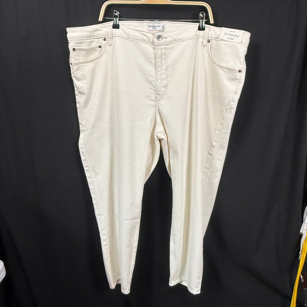 Abercrombie Fitch The Mom High Rise Cream Denim Jeans Size 37 24R‎